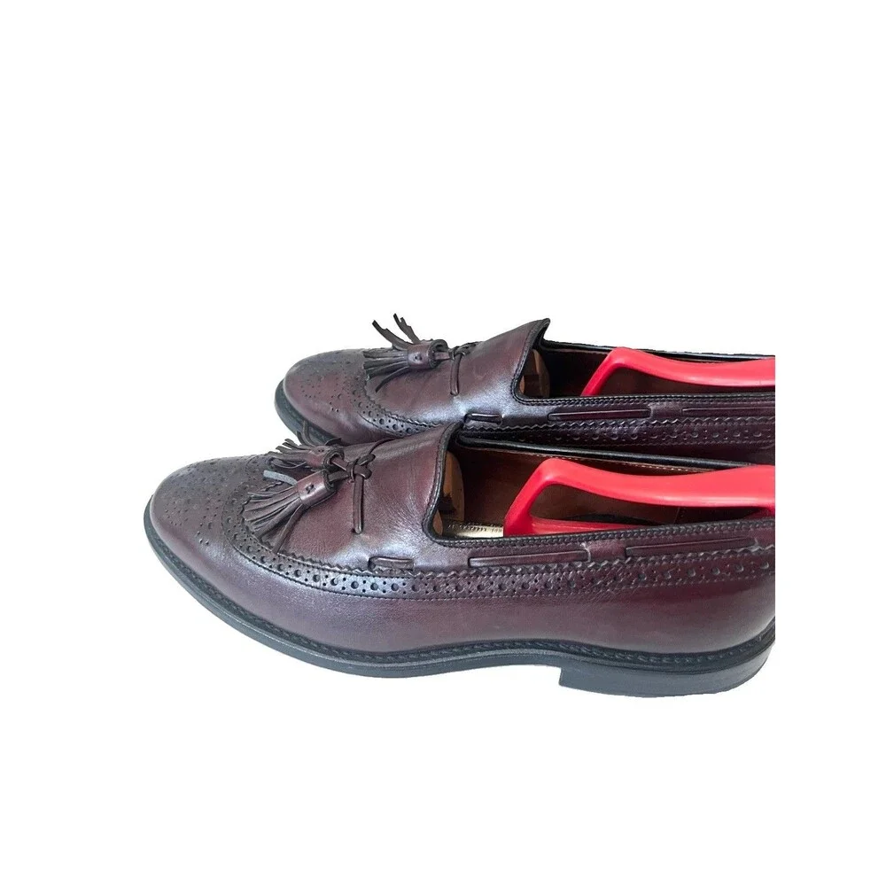 Allen Edmonds Manchester Wingtip Tassel Loafers Mens Size 7.5 D Burgundy USA EUC